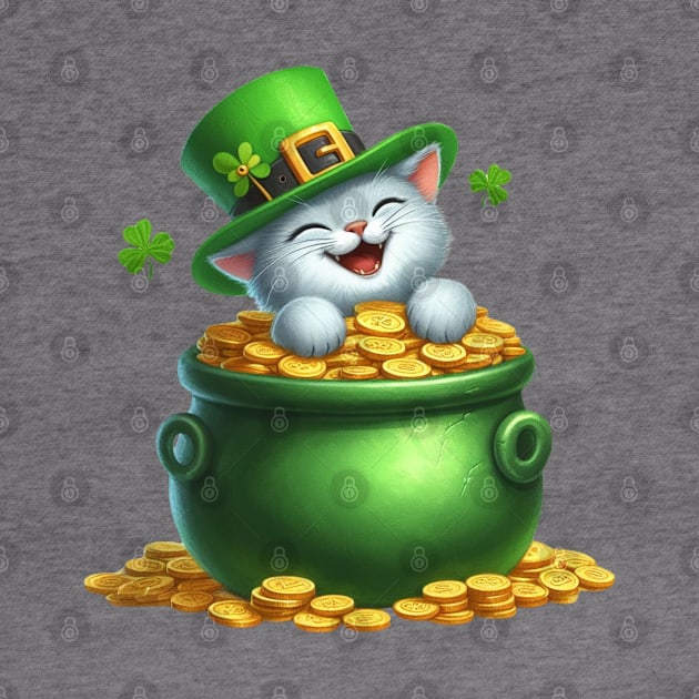 St Patricks Day Russian Blue Cat by Chromatic Fusion Studio